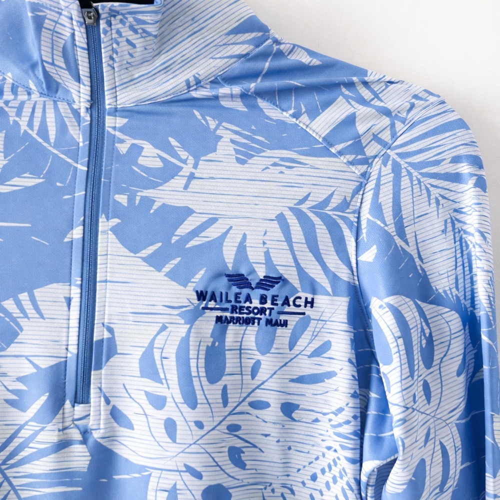 UPF 50 Sun Shirt Tropical Blue Quarter Zip Pullover Small NWT - Picture 3 of 6